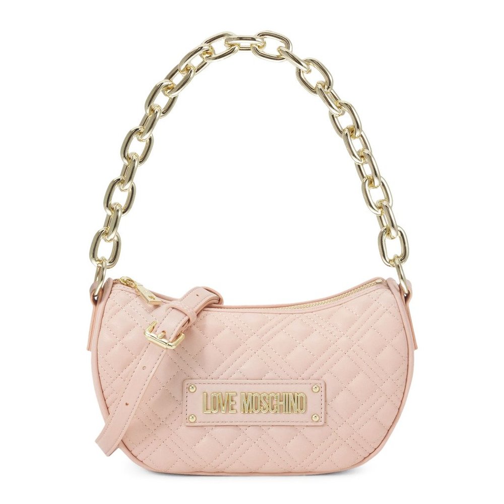 LOVE MOSCHINO Pink Quilted Cross-body Bag with big Chain